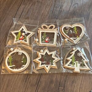 Wooden Holiday Ornaments Set